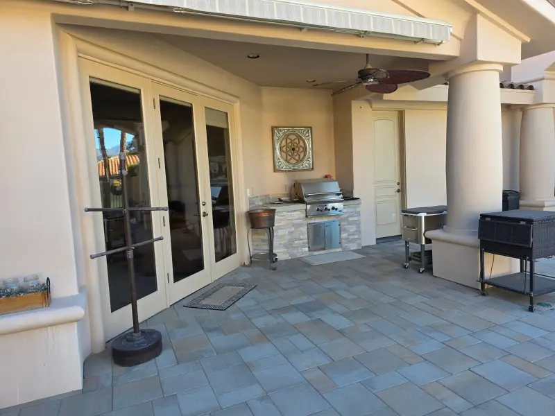 Indian Wells patio doors and columns with ARISTOSHIELD trim and elastomeric stucco coating