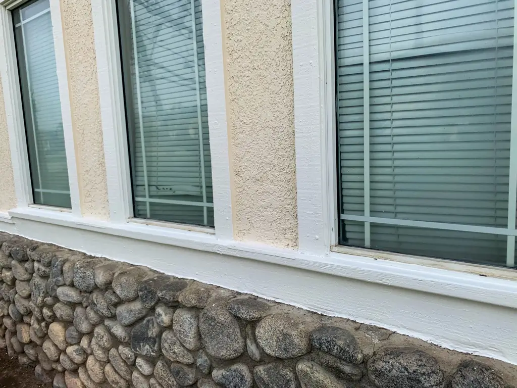 Exterior painting Rancho Cucamonga complete — trim fully restored with clean white finish