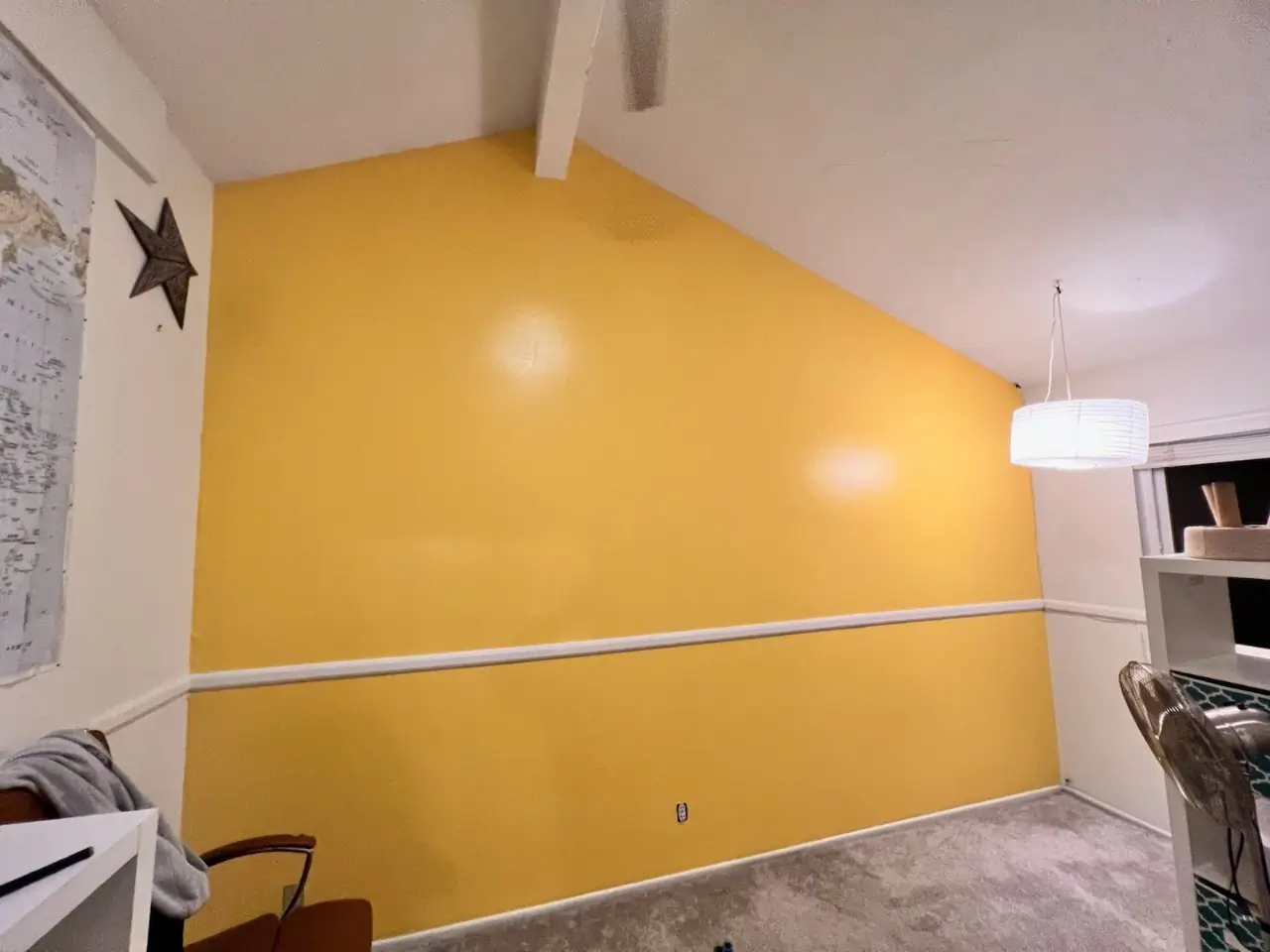 Professional painting Whittier — bright yellow accent wall in child's bedroom