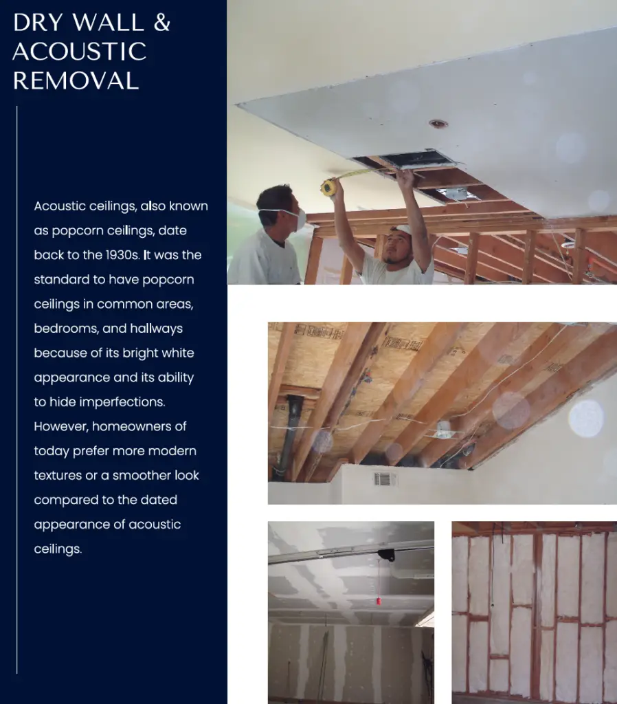 Popcorn ceiling and acoustic removal drywall project