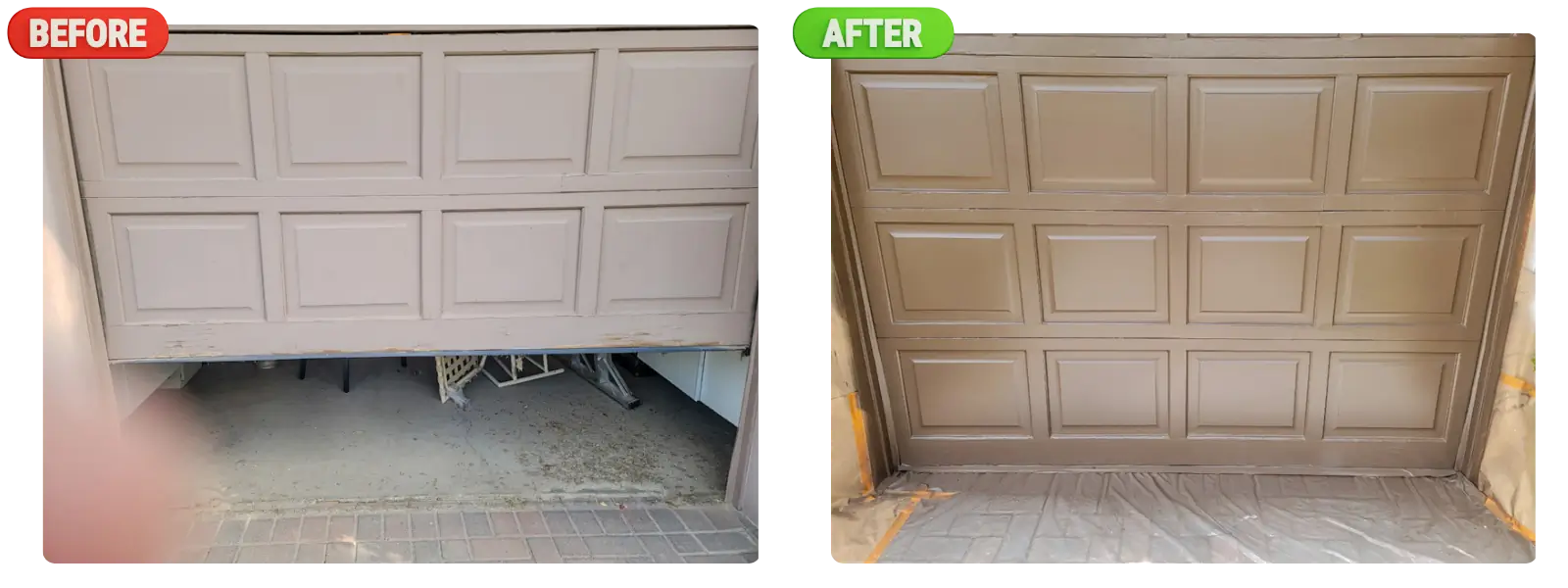 repair garage door paint before after-