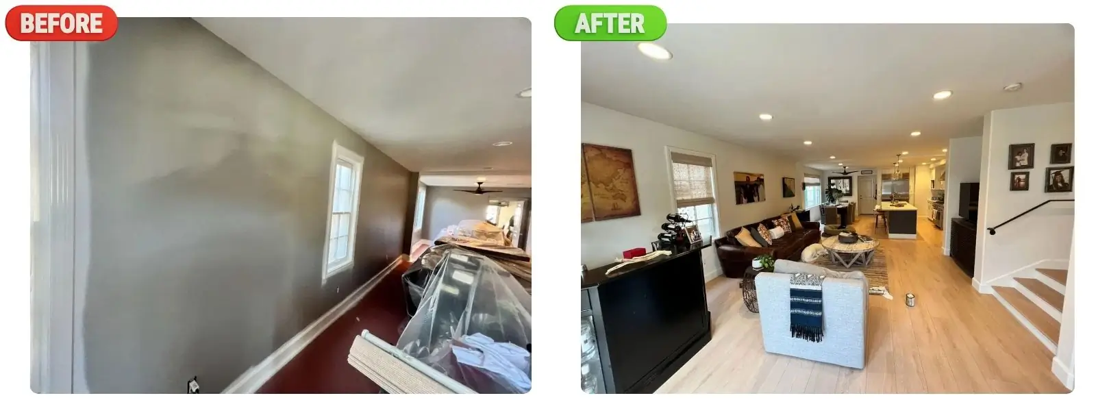 Before and after: Interior painting transformation in Newport Beach by professional painters