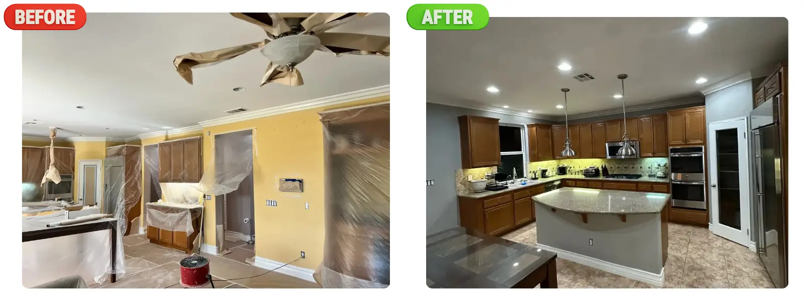 professional painting services Whittier kitchen before and after